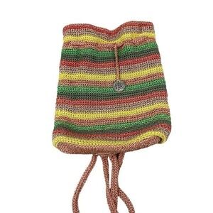 The Sak Dylan Crochet Backpack Striped Drawstring‎ Bag